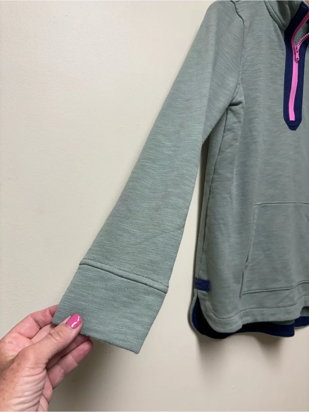 Vineyard Vines Pouch Pocket Slub Jersey 1/4 Zip Sweatshirt Sage Olive - Small - Picture 2 of 8
